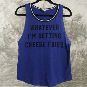 PINK Sleeveless Workout Tank Whatever I’m Getting Cheese Fries Graphic Print XS